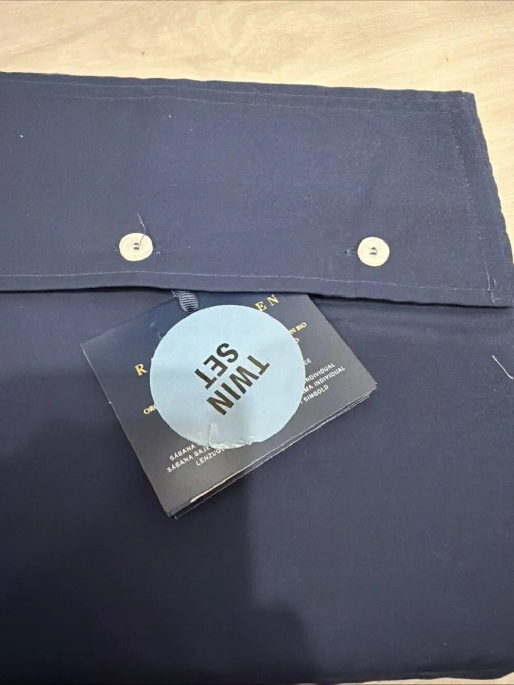 Ralph Lauren Polo Navy Blue Twin Fitted Sheet Percale Cotton New